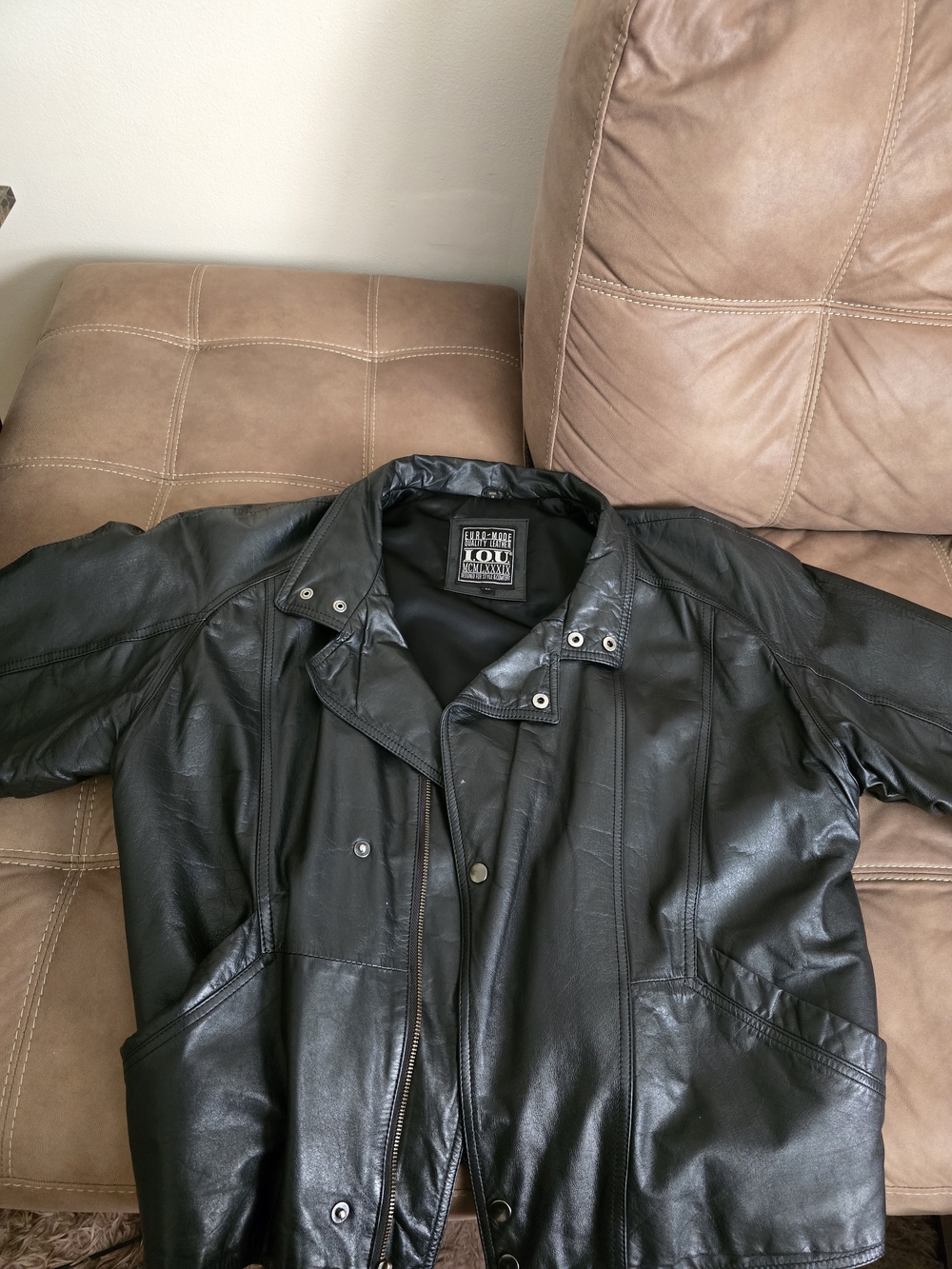Vintage 1989 I.O.U. "Euro-Mode" Genuine Leather Jacket - Size M